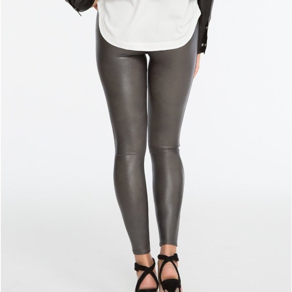 Spanx Gunmetal Faux Leather Leggings 